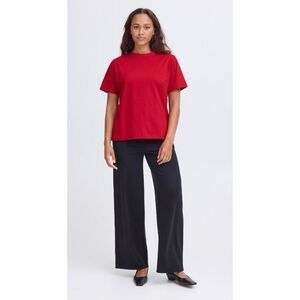 Ichi IHPALMER Loose ShortSleeve 100% Cotton, Size Small, Color Red Dahlia